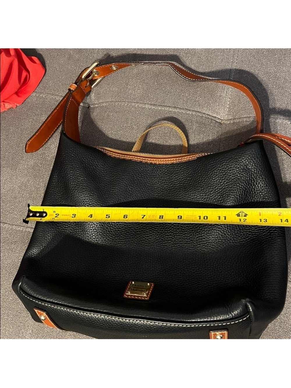 Dooney & Bourke Black Shoulder Hobo with Brown Trim and Tassel - Picture 13 of 14